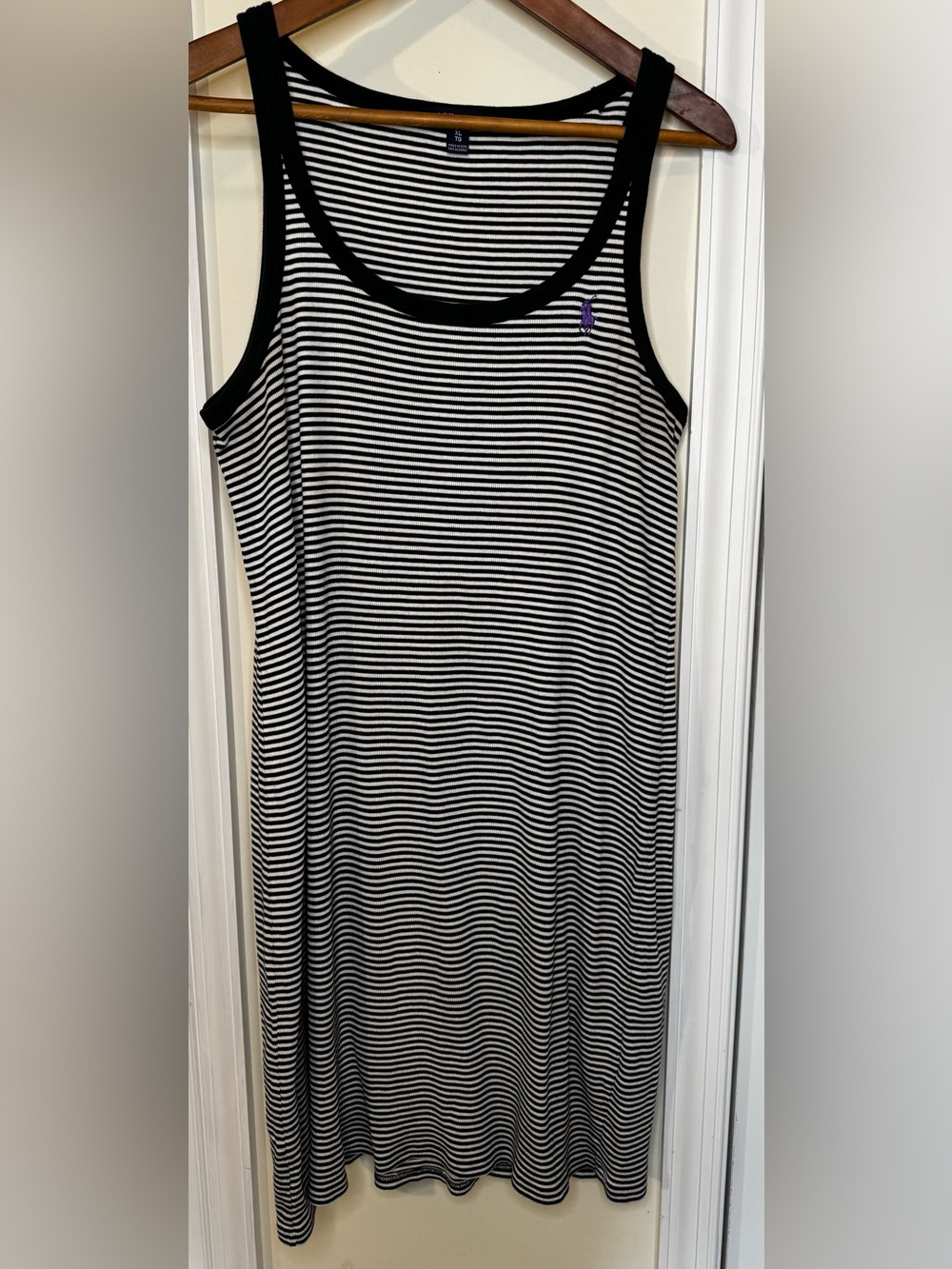 Ralph Lauren Black and White Striped Midi Tank Dress- Pima Cotton